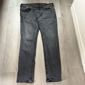 True Religion Black Faded Rocco Jeans Men’s Size 38 Skinny Relaxed Fit